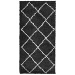 vidaXL Tapis shaggy à poils longs moderne noir et crème 100x200 cm