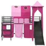 vidaXL Lit mezzanine pour enfants Noir et rose 90 x 190 cm Métал