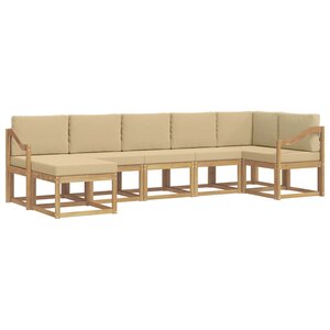 vidaXL Ensemble de canapés d'extérieur 7 pc Blanc et Beige Polyester