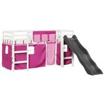 vidaXL Lit mezzanine enfants et rideaux rose 80x200cm bois pin massif