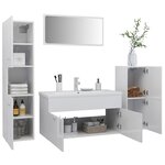 vidaXL Ensemble de meubles de salle de bain Blanc brillant Aggloméré