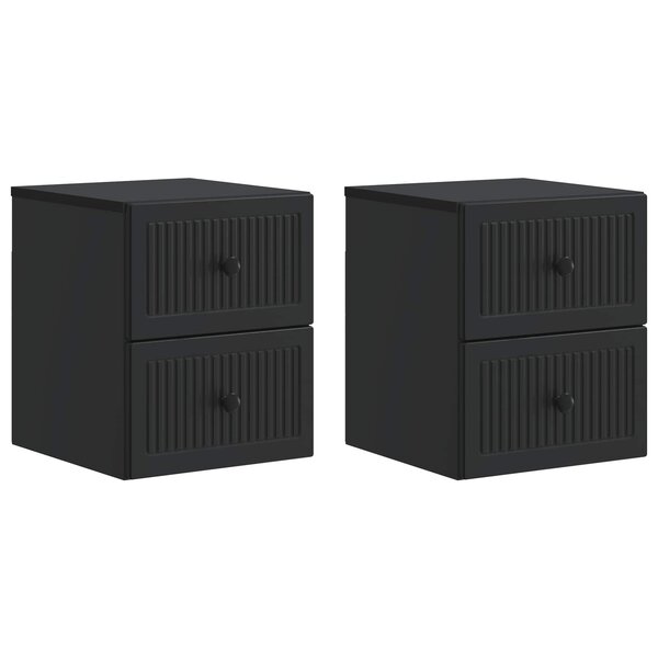 vidaXL Cabinet de chevet mural 2 Pièces Noir 33 x 34 5 x 40 cm