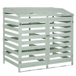 Abri poubelles - abri de jardin - 2 portes verrouillables - dim. 131L x 85l x 125H cm - bois sapin vert d'eau