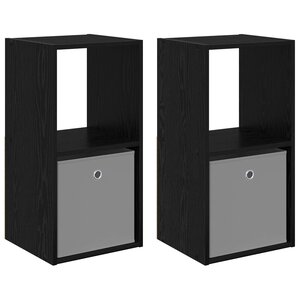 vidaXL Table de chevet avec tiroir 2 Pièces Chêne noir 35 x 32 x 68 5 cm