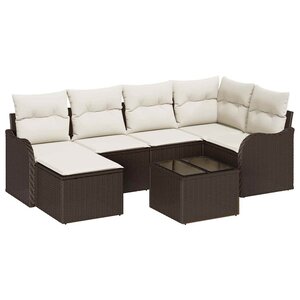 vidaXL Ensemble de canapé de jardin 7 Pièces Marron Poly rotin