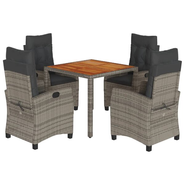 vidaXL Ensemble à manger de jardin 5 Pièces coussins gris résine tressée