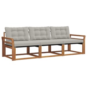 vidaXL Ensemble de canapés d'extérieur 3 pc Gris Naturel et Clair