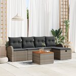 vidaXL Ensemble de Canapé de Jardin de 6 Pièces avec Coussins Gris Rattan Poly