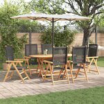 vidaXL Ensemble de salle à manger pour jardin 7 Pièces Noir