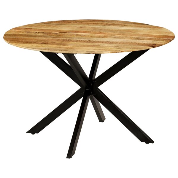 vidaXL Table à manger Bois de manguier brut massif et acier 120x77 cm