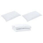 vidaXL Couette avec oreiller 3 Pièces Blanc 200 x 200 cm Microfibre