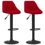 vidaXL Tabourets de bar lot de 2 rouge bordeaux velours