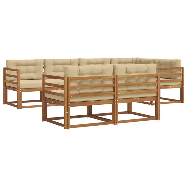 vidaXL Ensemble de canapés d'extérieur 7 Pièces Naturel et Beige