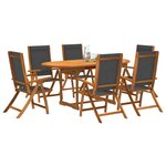 vidaXL Ensemble à Manger de jardin 7Pièces bois d'acacia solide textilène
