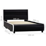 vidaXL Cadre de lit avec LED Noir Similicuir 100 x 200 cm