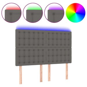 vidaXL Tête de lit à LED Gris 144x5x118/128 cm Similicuir