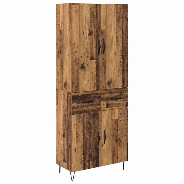 vidaXL Haut Armoire 2 Pièces Bois ancien Bois d'ingénierie et verre