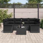 vidaXL Ensemble de canapé de jardin 7 Pièces Noir Poly rotin
