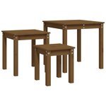 vidaXL Tables gigognes 3 Pièces Marron miel Bois de pin massif