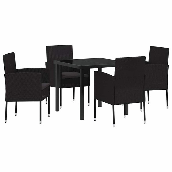 vidaXL Ensemble de salle à manger pour jardin 5 Pièces Noir polyrotin