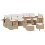 vidaXL Ensemble de canapé de jardin 10 Pièces Beige polyrotin