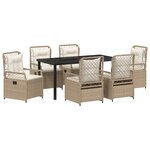 vidaXL Ensemble de salle à manger de jardin 7 pièces beige en poly rattan.