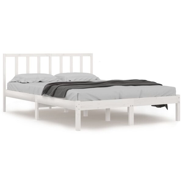 vidaXL Cadre de lit sans matelas blanc bois de pin massif 140x190 cm