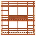 vidaXL Lit superposé triple marron cire 90x190 cm bois de pin massif