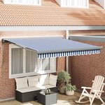 vidaXL Auvent Rétractable Bleu et blanc 300 x 250 cm Tissu  Métal
