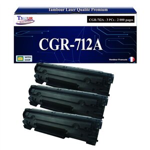 T3AZUR -3x Toners compatibles avec Canon 712 (1870B002) pour Canon LBP3010  LBP3100  LBP-3010  LBP-3100