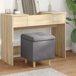 vidaXL Pouf de rangement avec coussin Gris 40 x 40 x 45 cm Simili cuir