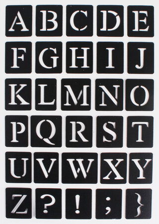 Pochoir adhésif Alphabet droit 14x20 cm