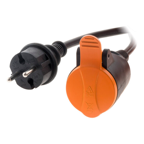 Rallonge étanche 2P H05VV-F 2x 1 5mm² 25m avec clip de fixation orange - Zenitech