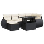 vidaXL Salon de jardin 7 Pièces avec coussins noir résine tressée