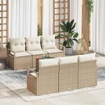 vidaXL Ensemble de canapé de jardin 7 Pièces Beige Poly rotin