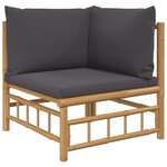 Salon de jardin meuble d'extérieur ensemble de mobilier 8 pièces avec coussins gris foncé bambou 02_0017592