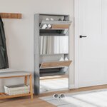 vidaXL Armoire à chaussures miroir 4 niveaux sonoma gris 63x17x134 cm