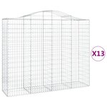 vidaXL Paniers à gabions arqués 13 Pièces 200x50x160/180 cm Fer galvanisé