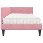 vidaXL Cadre de lit d'angle avec matelas Autre 2 Pièces Gris Velours