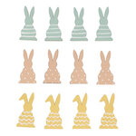 Miniatures en bois Lapin  Colore  2x4cm  av.dot adhésif  12 pces