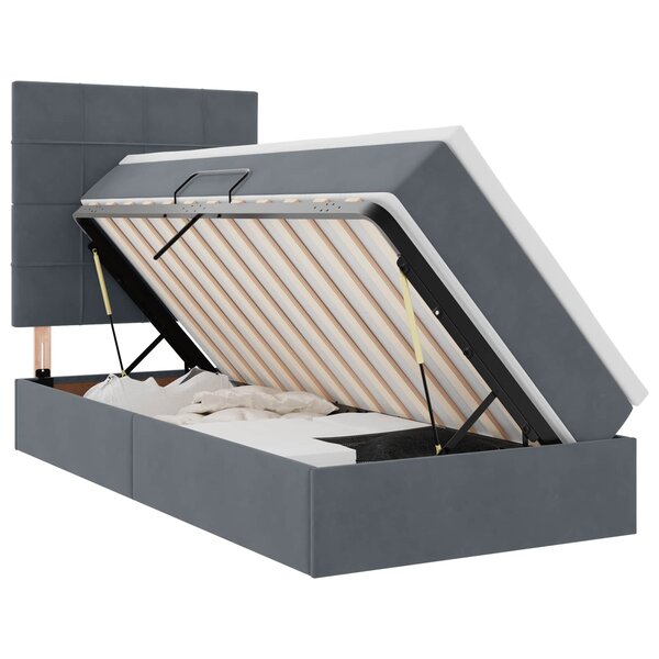 vidaXL Lit avec rangement et LED Gris foncé 100 x 200 cm Velours