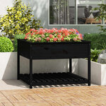 vidaXL Jardinière et étagère Noir 111 5x111 5x81 cm Bois massif de pin