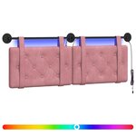 vidaXL Tête de lit suspendue Avec lumière LED Rose Velours