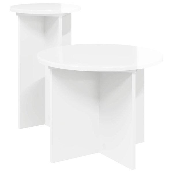 vidaXL Ensemble de tables d'appoint avec stockage 2 Pièces Blanc brillant
