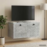 vidaXL Meuble TV mural Gris béton 59 5 x 31 x 30 cm Bois d'ingénierie