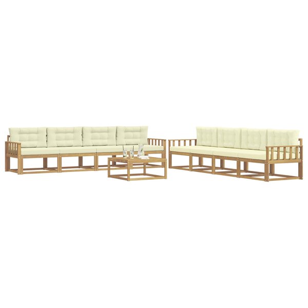 vidaXL Ensemble de canapés d'extérieur 9 pc Blanc et crème Polyester
