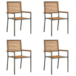 vidaXL Chaises empilables de jardin 4 Pièces Marron et gris