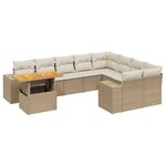 vidaXL Salon de jardin avec coussins 10 Pièces beige résine tressée