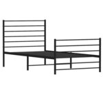 vidaXL Cadre de lit métal sans matelas avec pied de lit noir 75x190 cm
