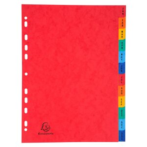 Intercalaires Indexés - 12 Touches January/december - Couleurs Assorties - X 5 - Exacompta